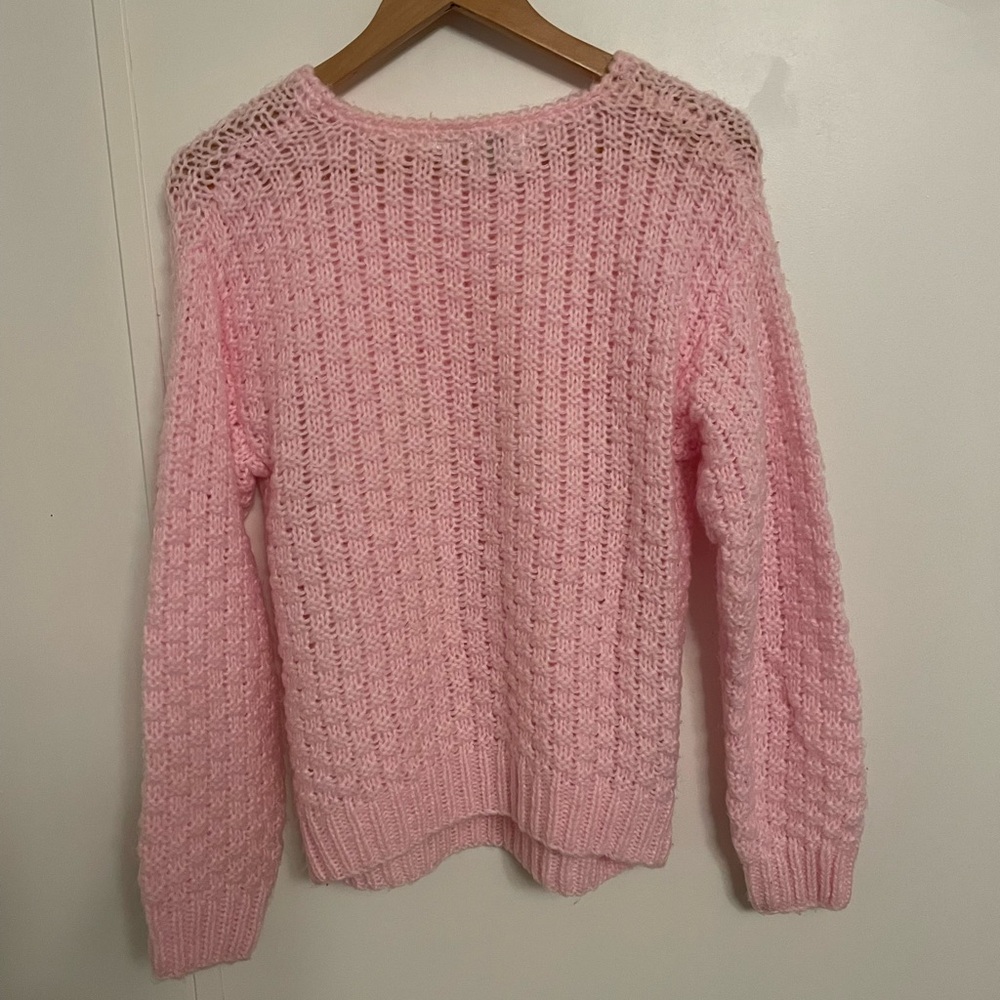 Forindi Vintage 80’s Soft Pink and Cream Diamond Sweater Size M Lightweight - Picture 5 of 7